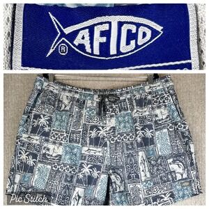 AFTCO new without‎ tags Hawaiian Print Fishing Shorts Men 2XL tribal Swim Trunks